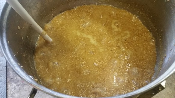 Decoction mash in progress