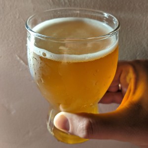 Gold colored beer in glass